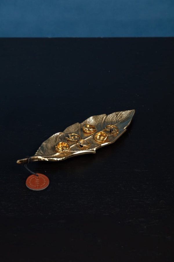 Carraig Donn Gold Tone Feather Catch All Tray