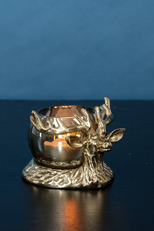 carraig donn Gold Tone Stag Votive Candle Holder