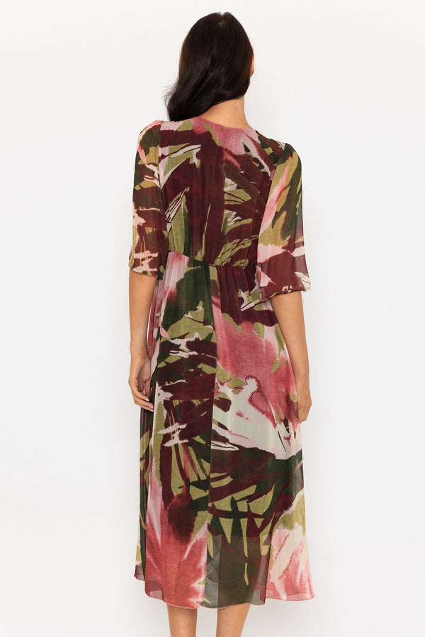 Carraig Donn Green & Burgundy Print Orla Midi Dress