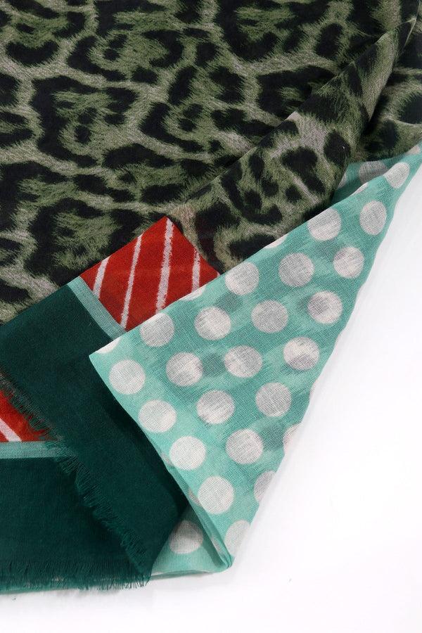 Carraig Donn Green Contrast Animal Print Scarf