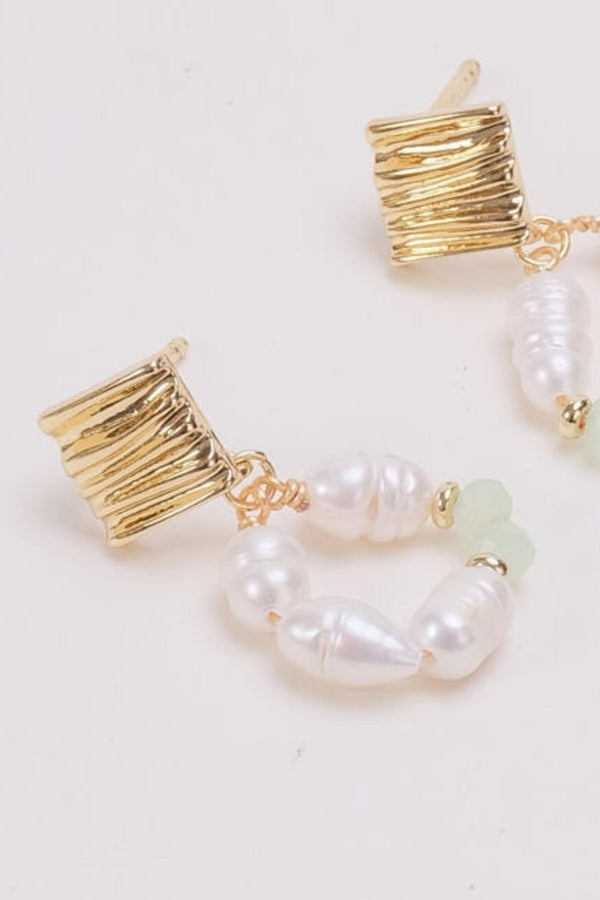 Carraig Donn Green & Pearl Beaded Drop Earrings