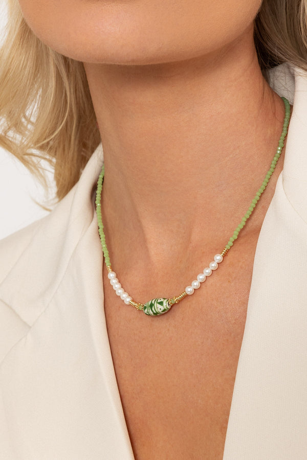 Carraig Donn Green & Pearl Beaded Necklace