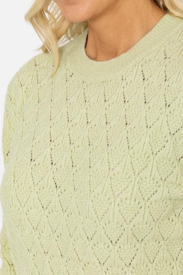 Carraig Donn Green Pointelle Knitted Jumper