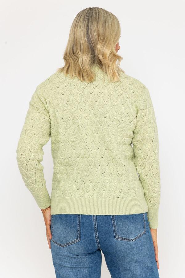 Carraig Donn Green Pointelle Knitted Jumper