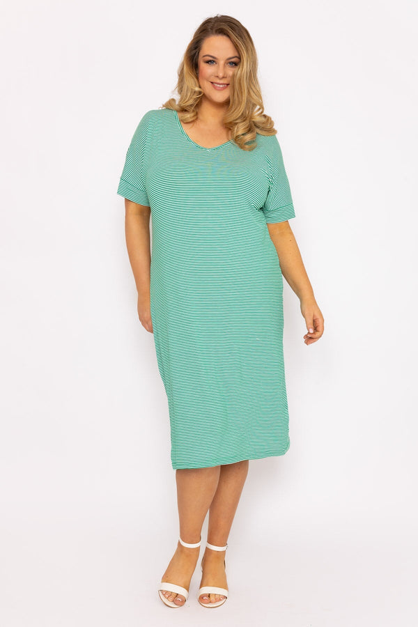 Carraig Donn Green Striped Jersey Dress