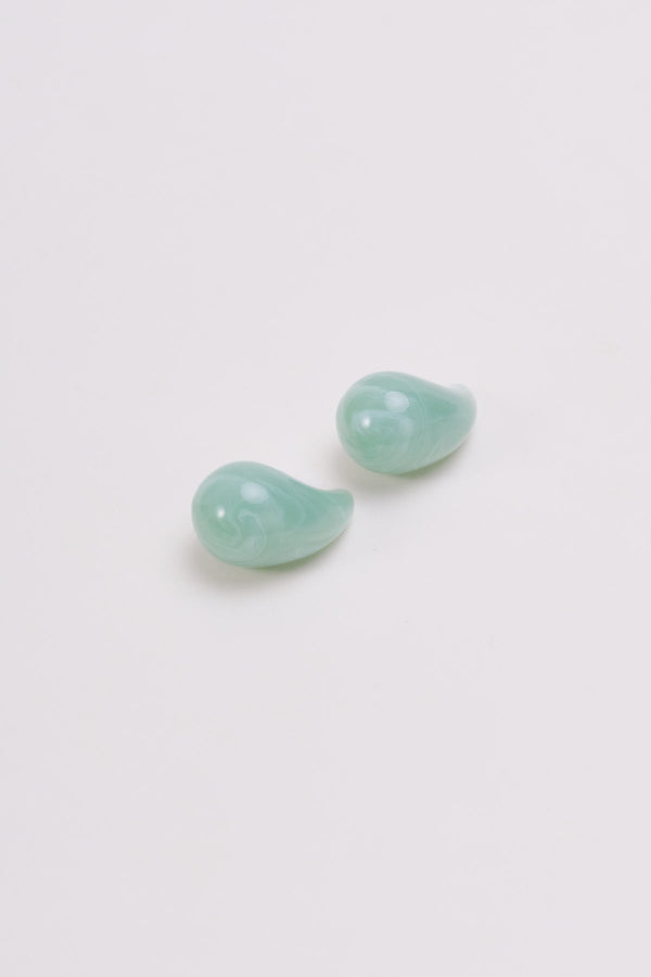 carraig donn Green Teardrop Stud Earrings