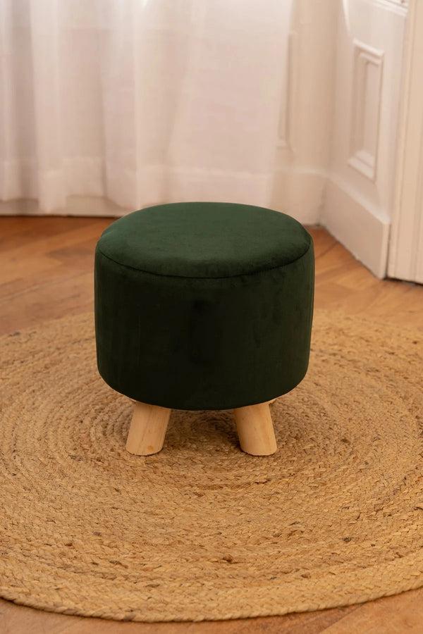 carraig donn Green Velour Footstool