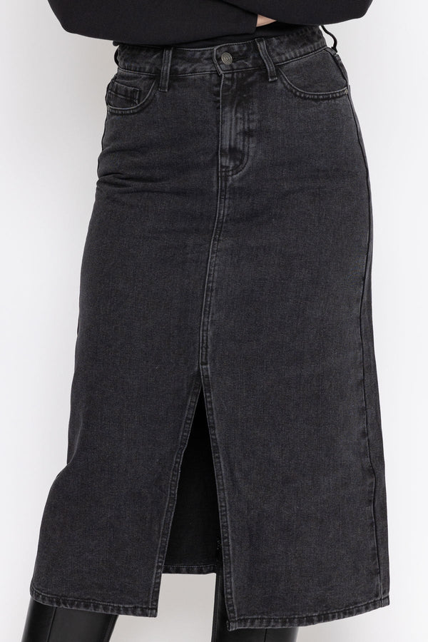Carraig Donn Grey Denim Midi Skirt