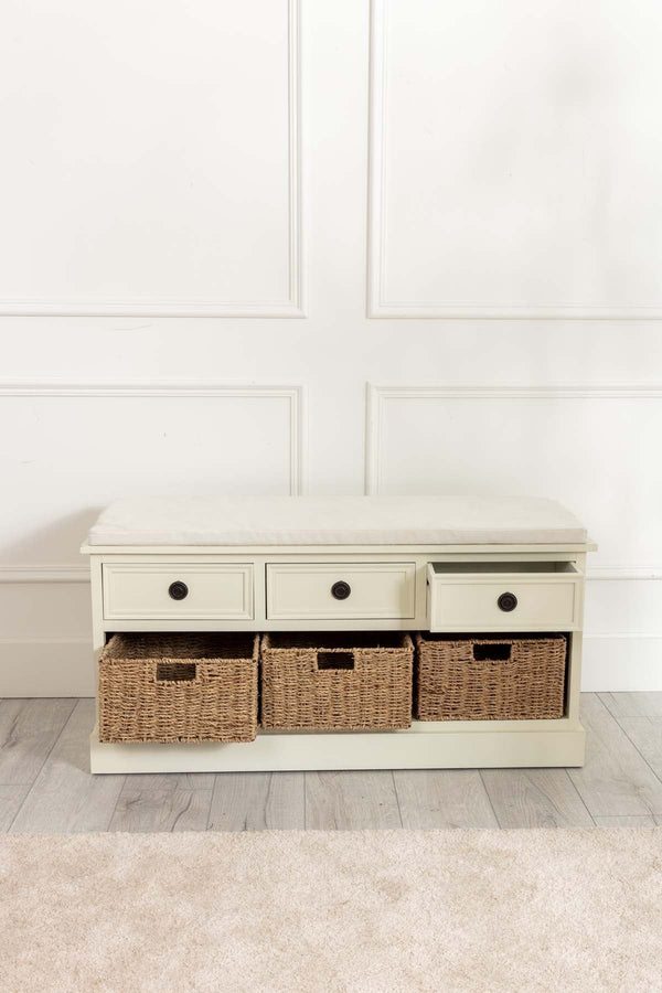 Carraig Donn Hetty Cream Bench With 3 Drawers
