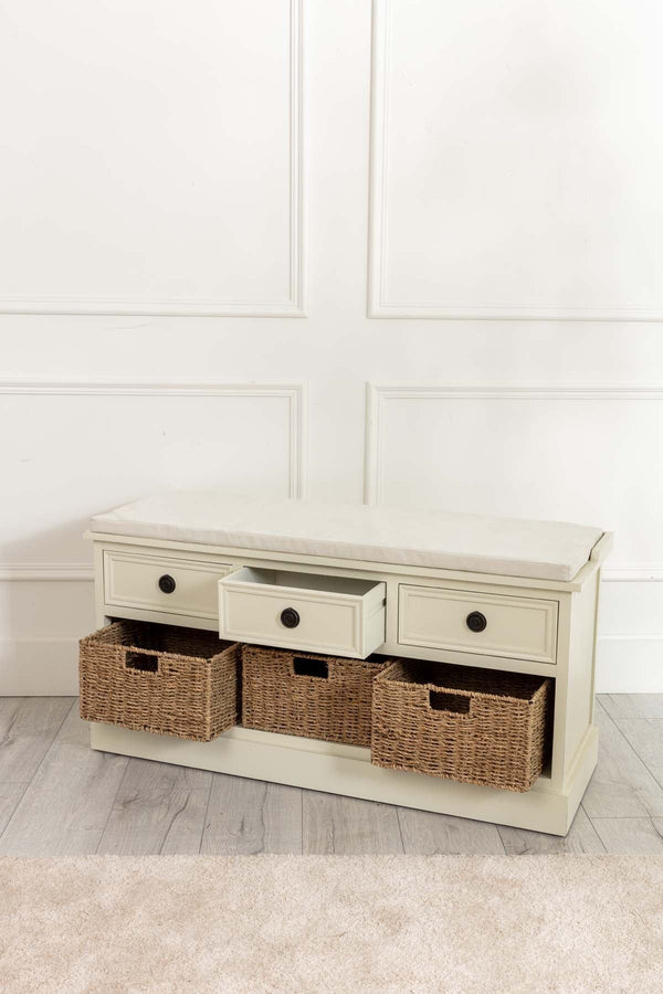 Carraig Donn Hetty Cream Bench With 3 Drawers