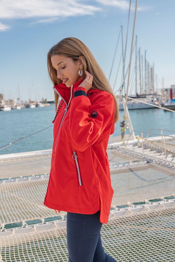 Carraig Donn Hooded Mac Jacket In Red