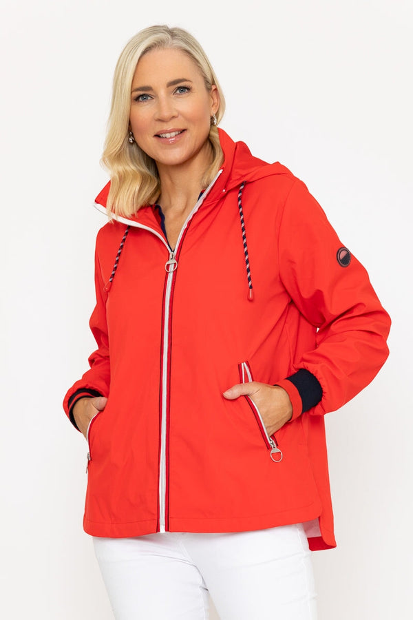 Carraig Donn Hooded Mac Jacket In Red