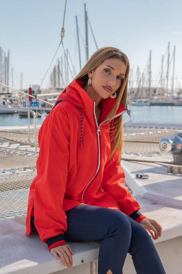 carraig donn Hooded Mac Jacket in Red