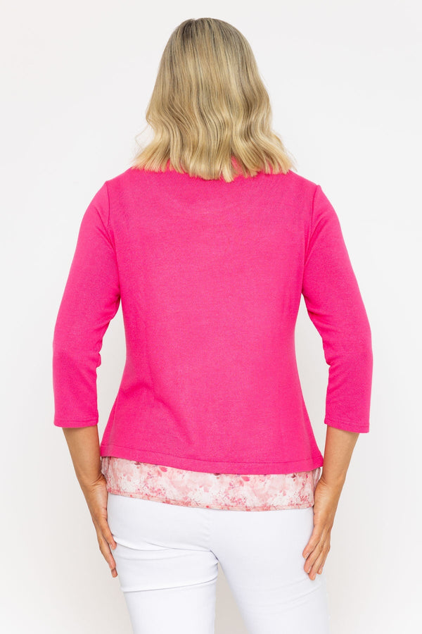 Carraig Donn Hot Pink Shirt Collar And Hem Top