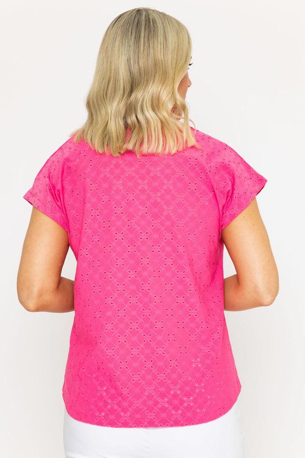 Carraig Donn Hot Pink Short Sleeve Jersey Top