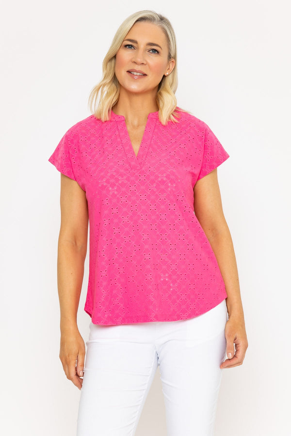 carraig donn Hot Pink Short Sleeve Jersey Top