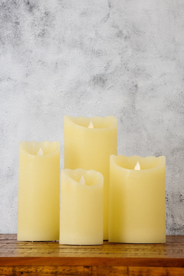 Carraig Donn Ivory Pillar Flicker Light Candle 3x7