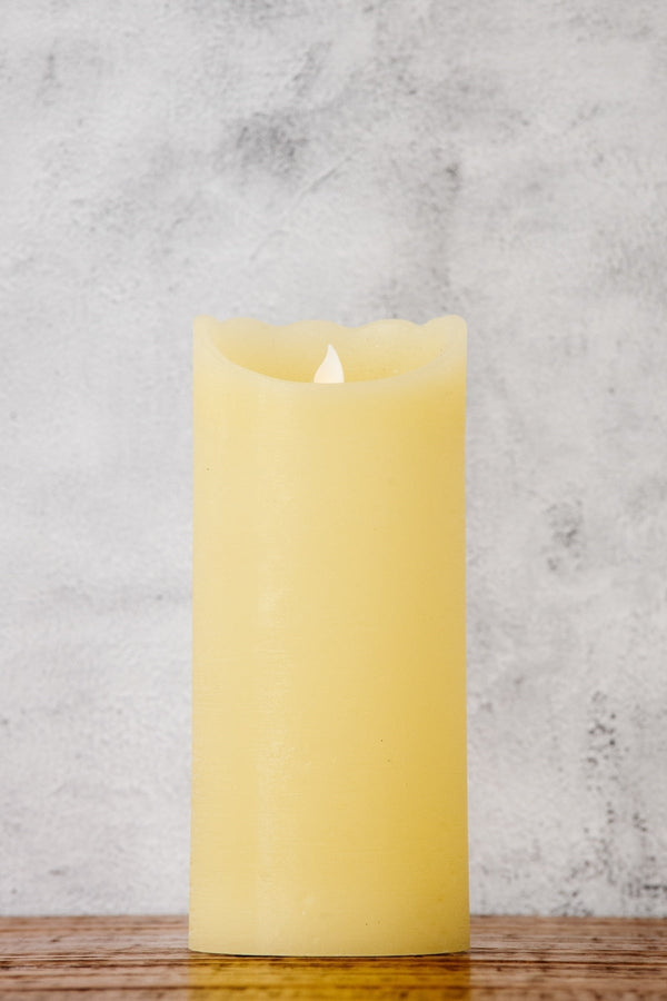 carraig donn Ivory Pillar Flicker Light Candle 4x9