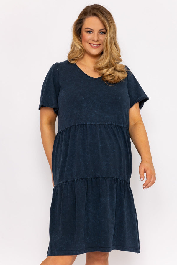 carraig donn Jersey Knee Length Dress in Navy