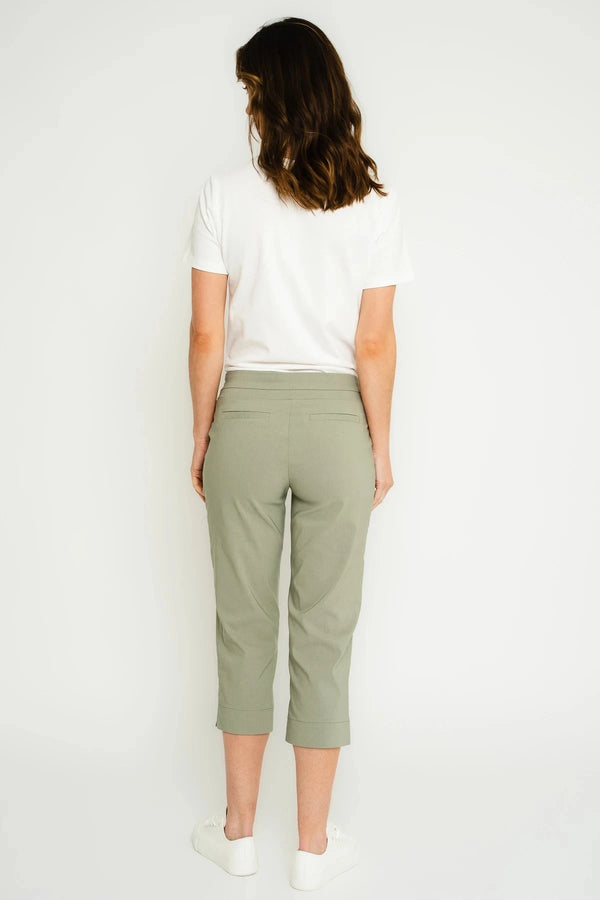 Carraig Donn Khaki Bengaline Cropped Trousers