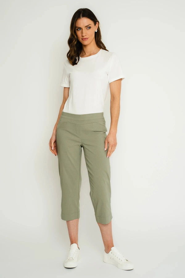 carraig donn Khaki Bengaline Cropped Trousers