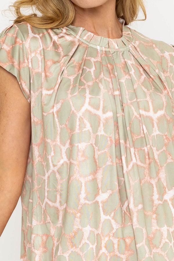 Carraig Donn Khaki Leopard Print Round Neck Top