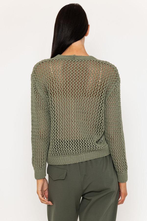 Carraig Donn Khaki Open Weave Cardigan