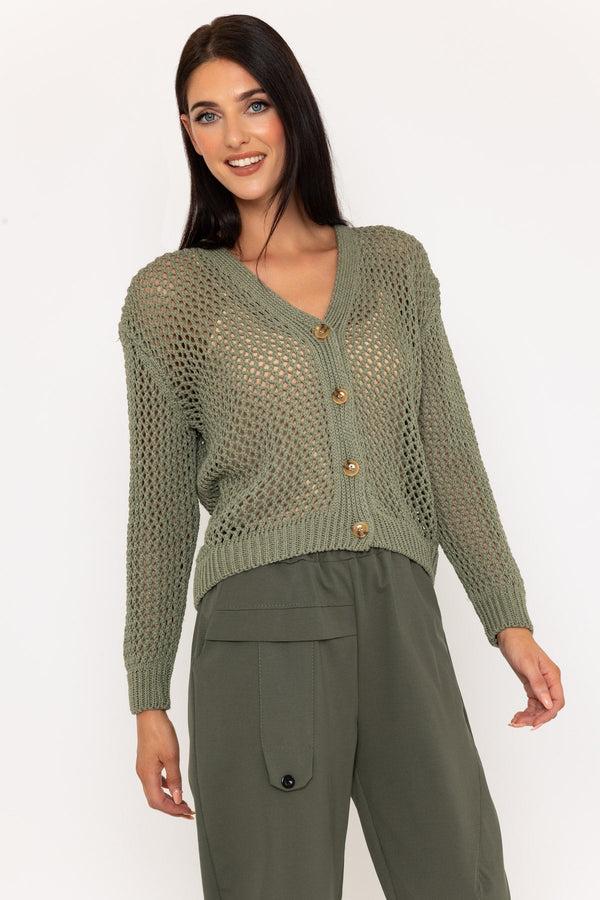 carraig donn Khaki Open Weave Cardigan