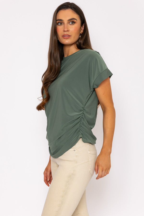 Carraig Donn Khaki Side Ruched T-Shirt