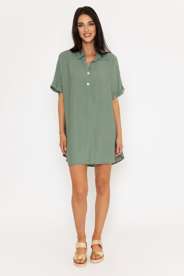 carraig donn Khaki Viscose Blend Tunic Mini Dress