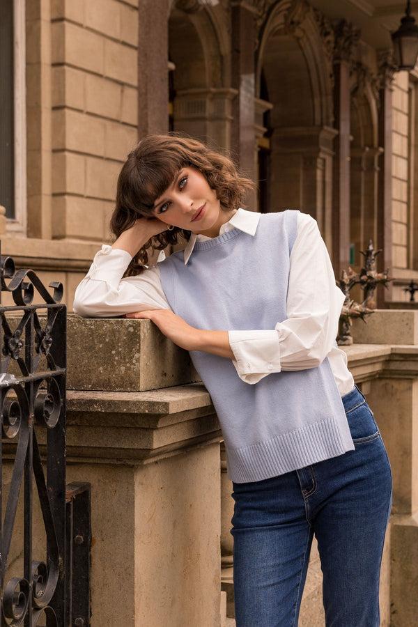 Carraig Donn Knit Strap Slipover In Blue