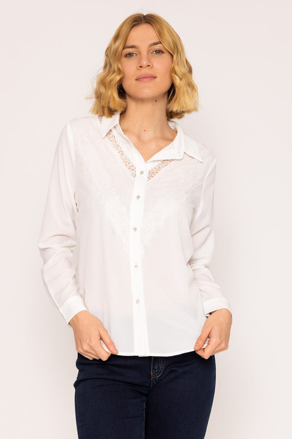 carraig donn Lace Trim Blouse in Ivory