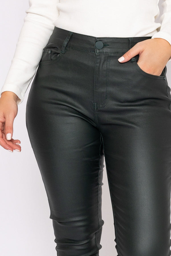 Carraig Donn Leather Look Jeans In Khaki
