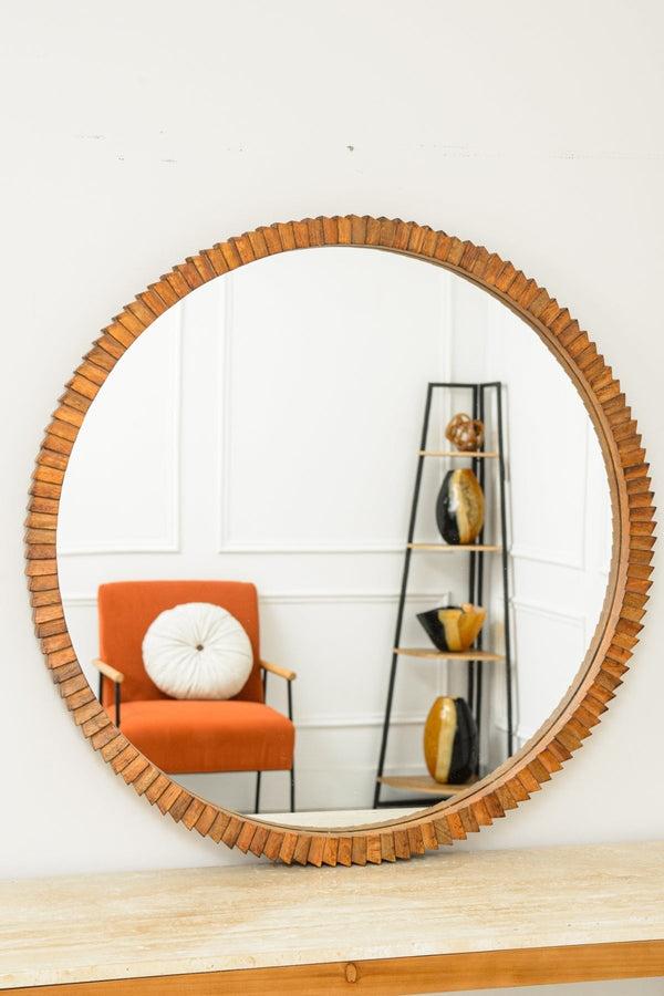 carraig donn Lennox Wood Block Round Mirror