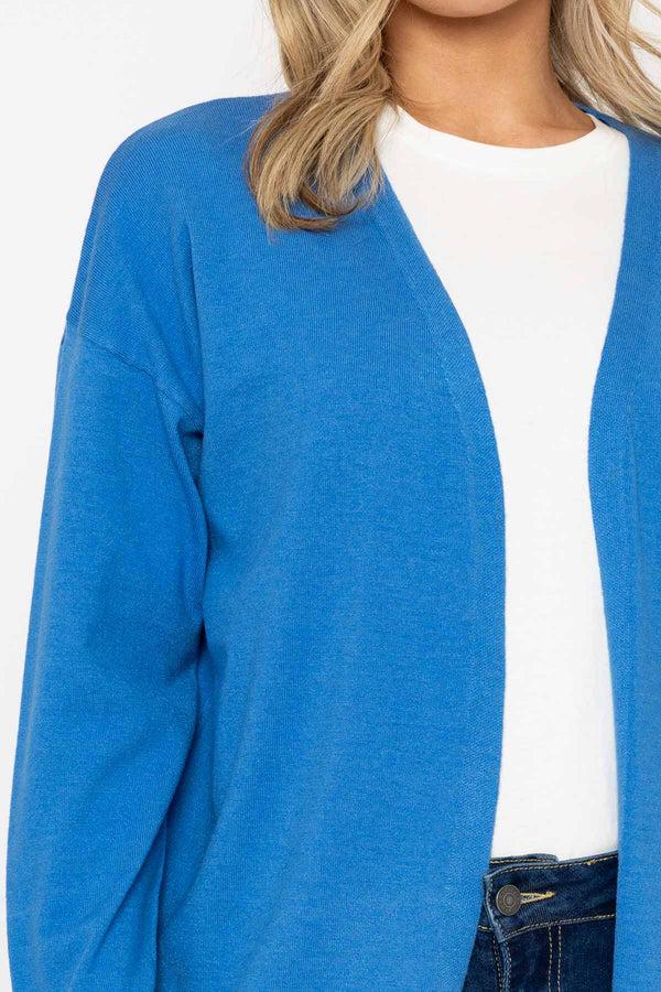 Carraig Donn Long Line Cardigan In Denim Blue