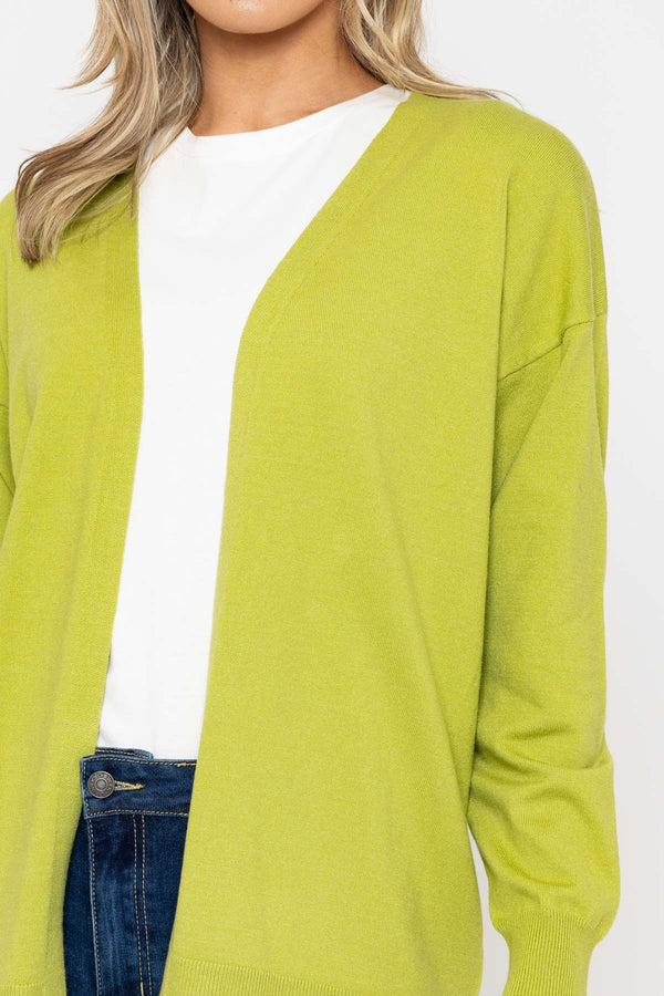 Carraig Donn Long Line Cardigan In Green
