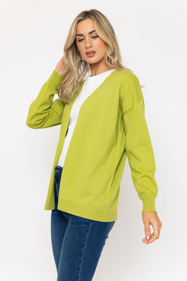 Carraig Donn Long Line Cardigan In Green