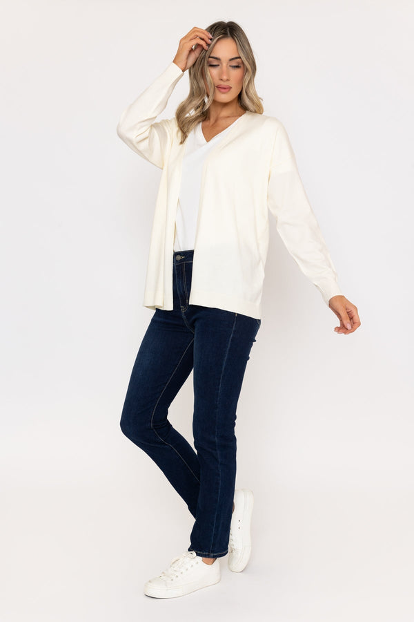 Carraig Donn Long Line Cardigan In Ivory