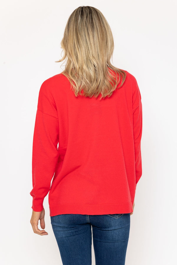 Carraig Donn Long Line Cardigan In Raspberry Pink