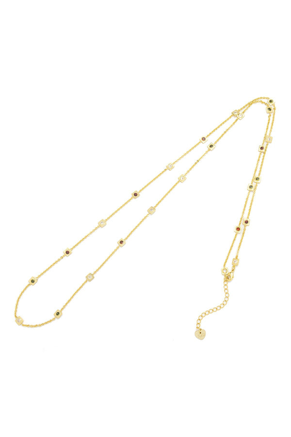 carraig donn Long Multi Coloured CZ Necklace