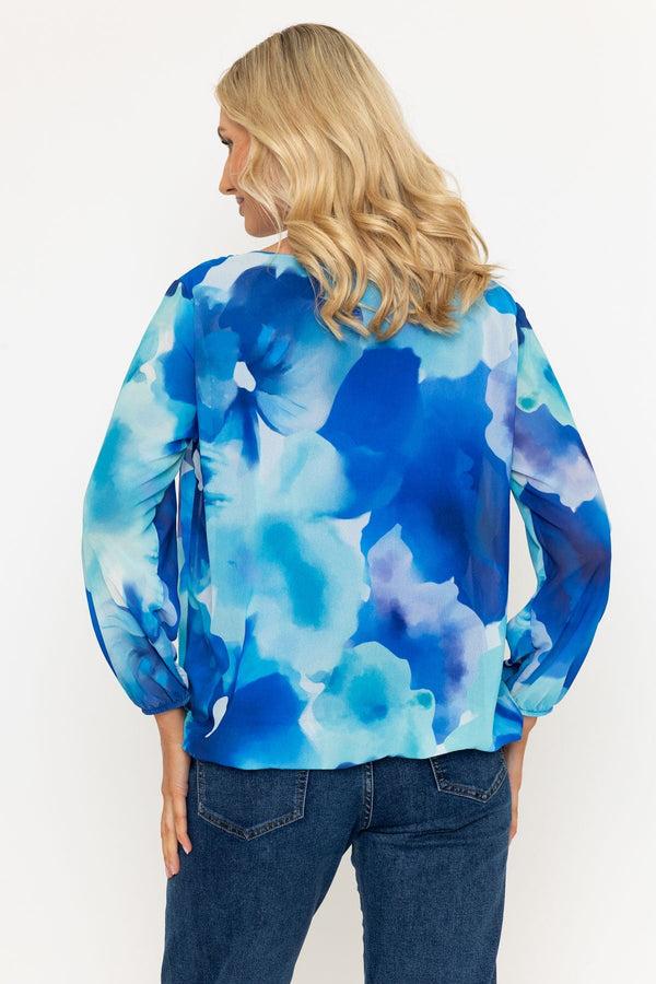 Carraig Donn Long Sleeve Blue Printed Blouse
