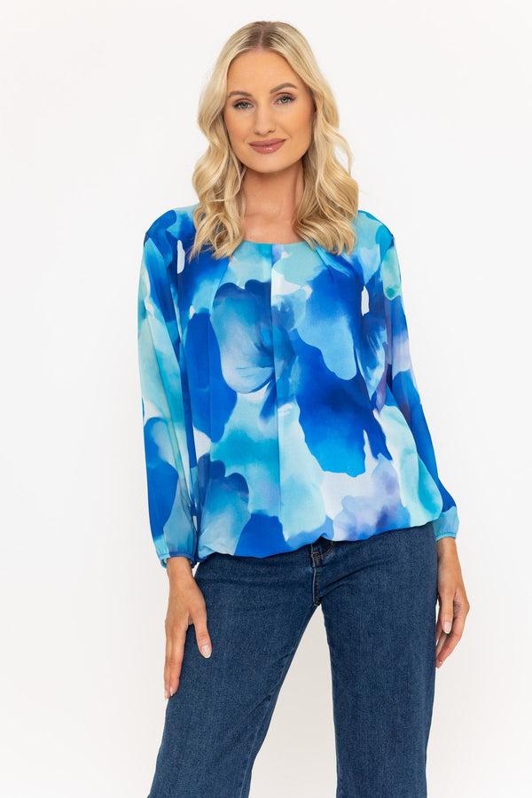 Carraig Donn Long Sleeve Blue Printed Blouse