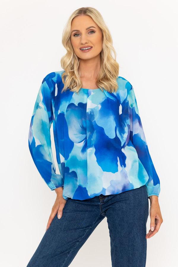 carraig donn Long Sleeve Blue Printed Blouse