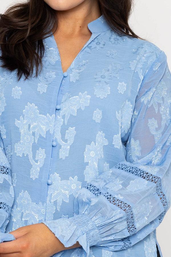 Carraig Donn Long Sleeve Boho Top In Blue