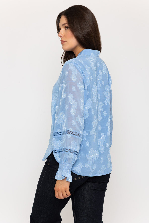 Carraig Donn Long Sleeve Boho Top In Blue