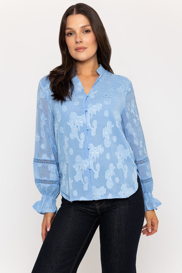 carraig donn Long Sleeve Boho Top in Blue