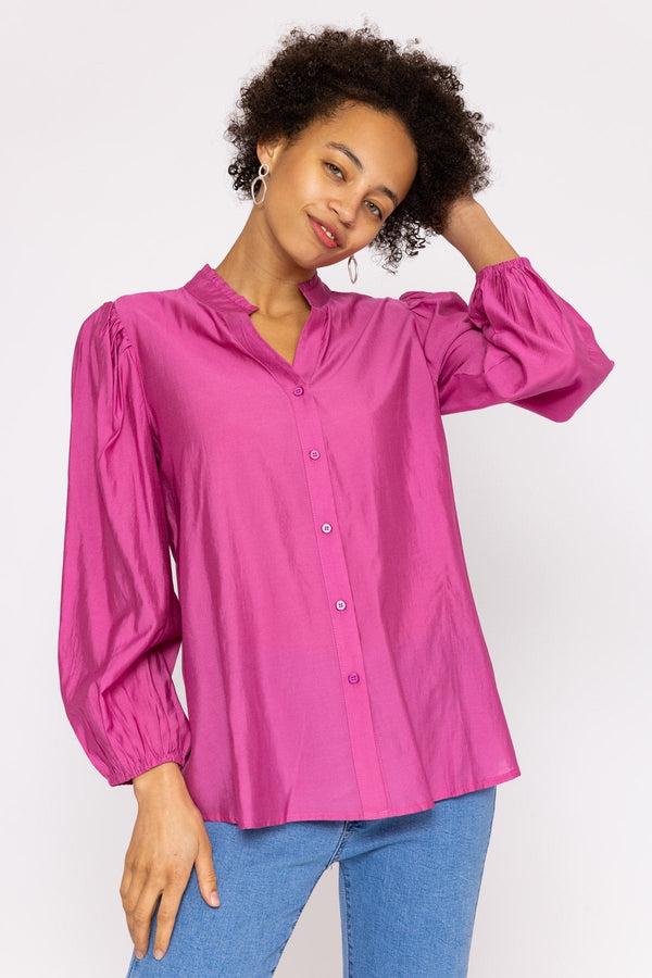 Carraig Donn Long Sleeve Spring Blouse In Pink