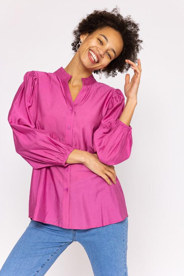 Carraig Donn Long Sleeve Spring Blouse In Pink