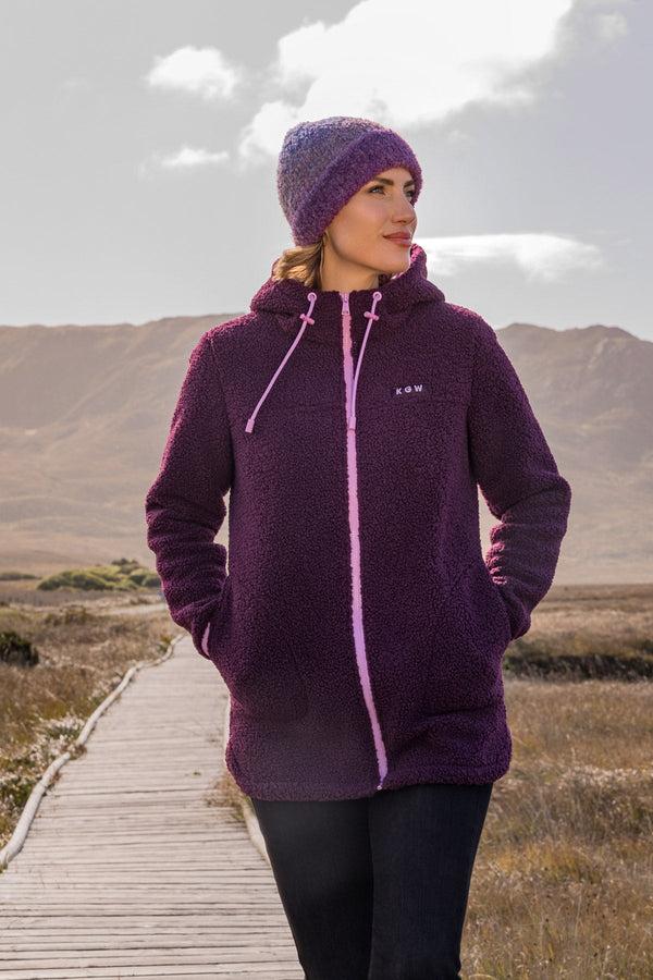 carraig donn Longline Teddy Fleece in Burgundy