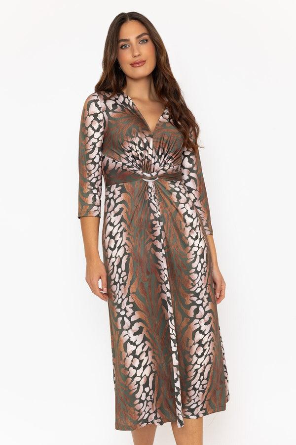 Carraig Donn Louisa Midi Dress In Khaki